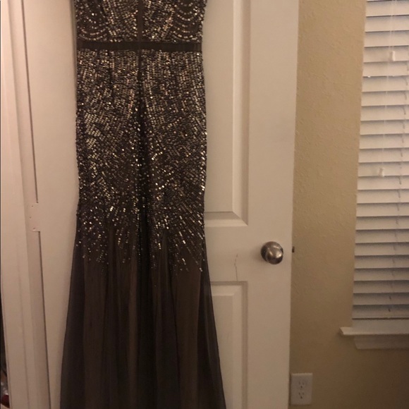 Adrianna Papell chocolate brown embellished gown - Picture 7 of 8